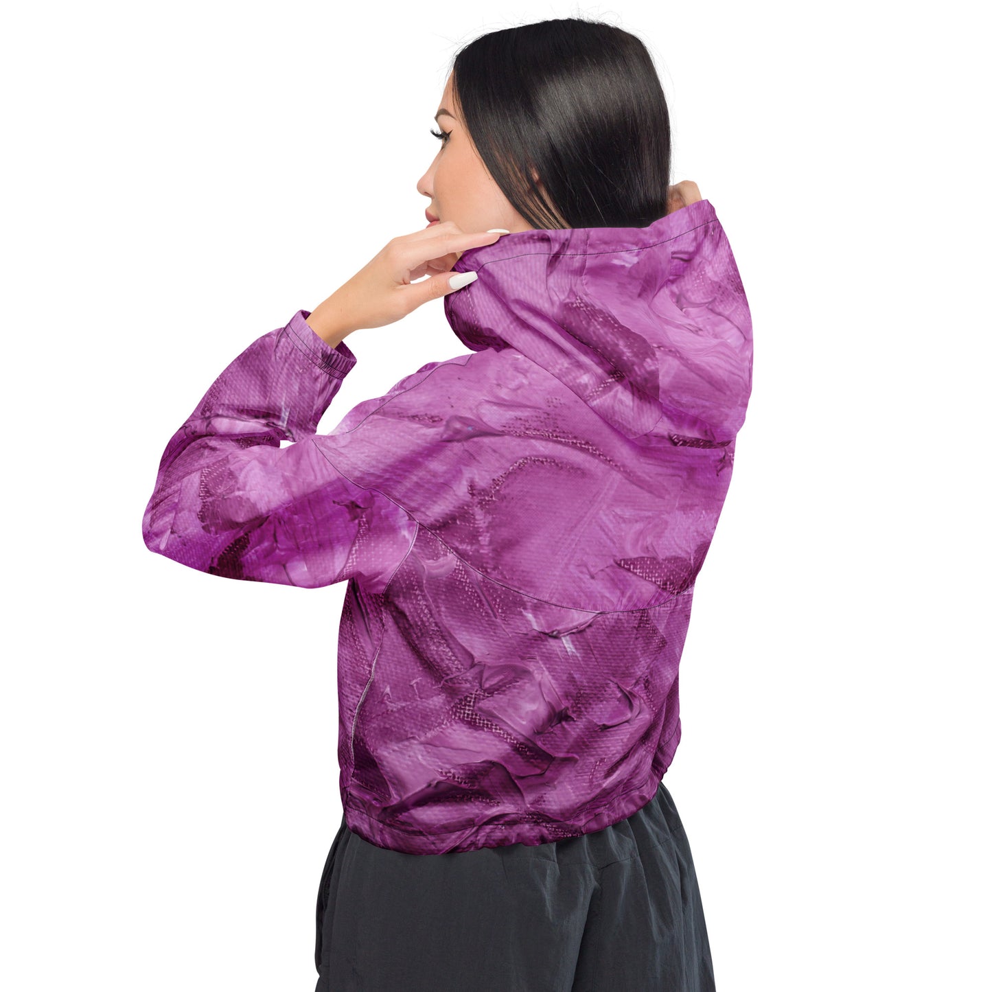 Ebonized Mulberry Women’s Cropped Windbreaker - FLAKOUT