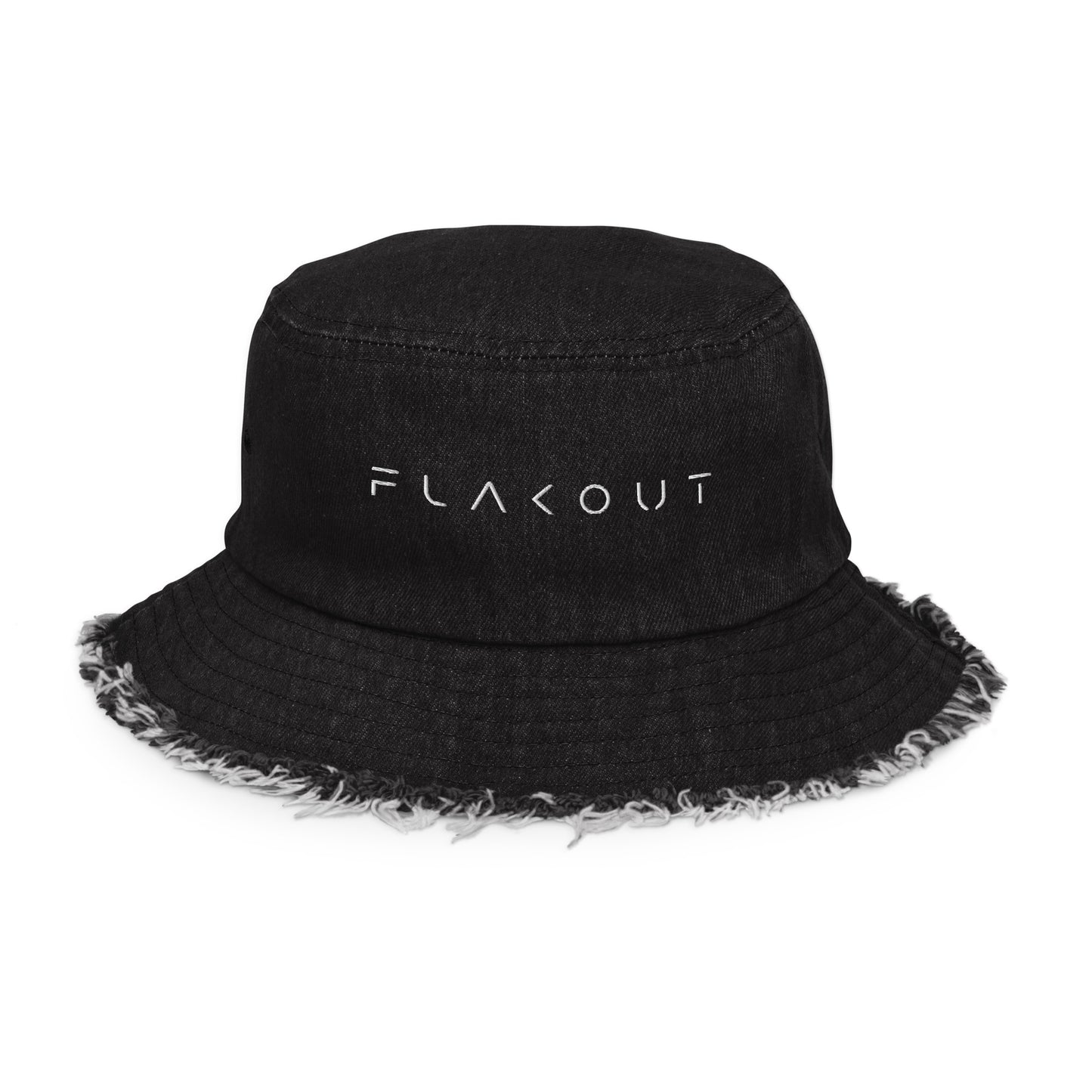 FLAKOUT Logo Embroidered Distressed Denim Hat - FLAKOUT