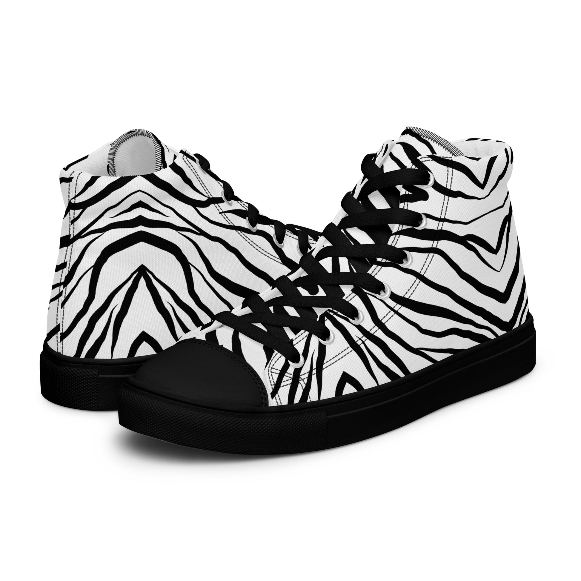 Striped Zebra Vibrance Men’s High Top Canvas Shoes - FLAKOUT