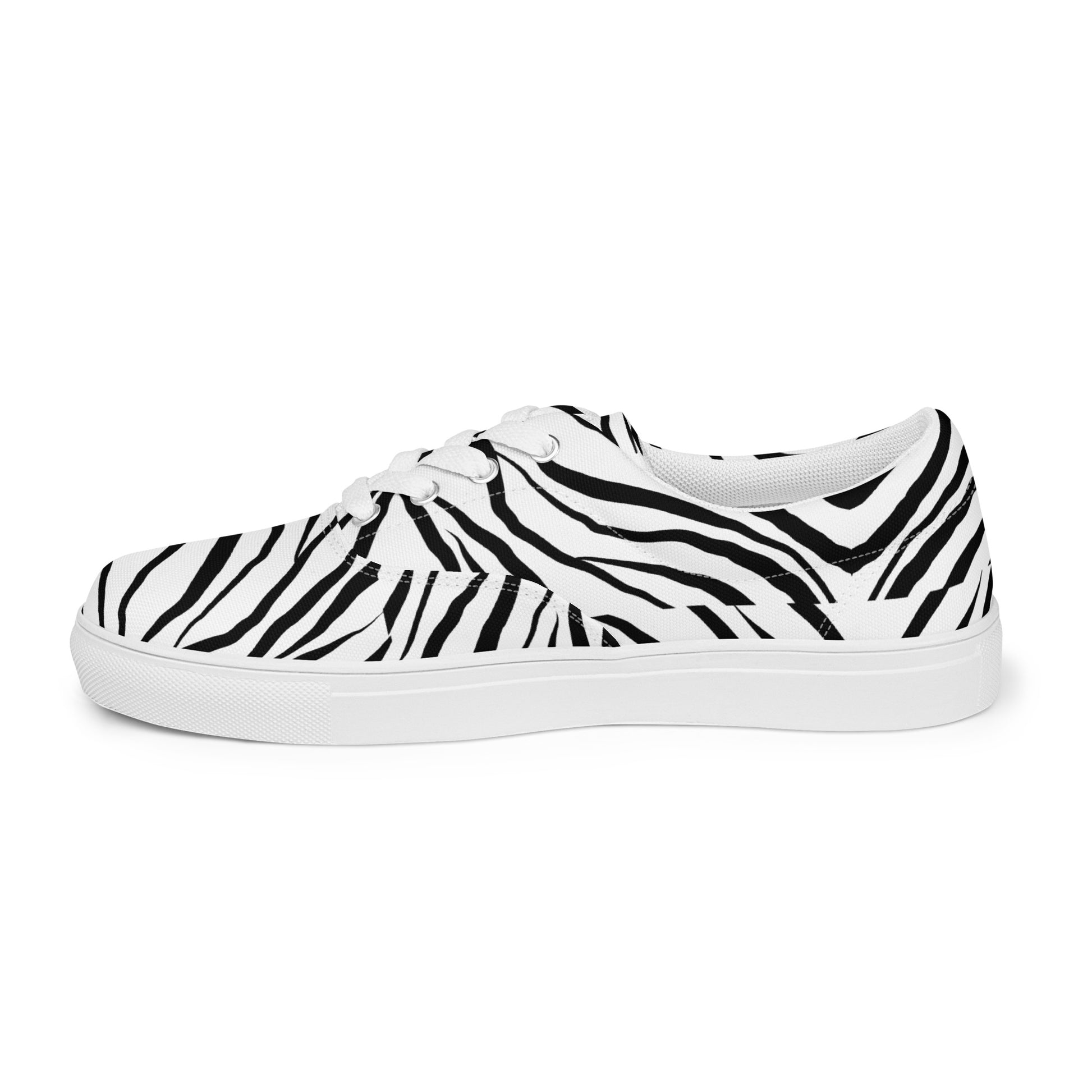 Striped Zebra Vibrance Men’s Lace-up Canvas Shoes - FLAKOUT