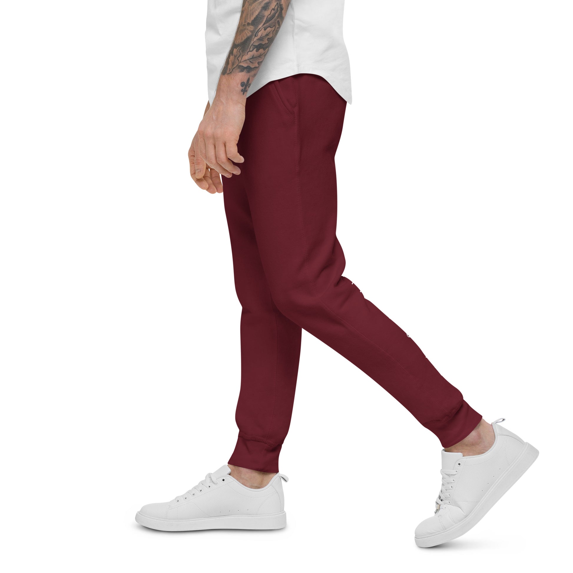 FLAKOUT Logo Back Leg Unisex Fleece Sweatpants - Maroon - FLAKOUT