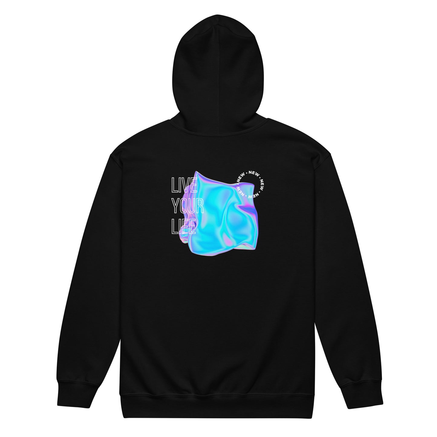 Vivid Existence Live Your Life Heavy Harmony Fusion Zip Hoodie - Black - FLAKOUT