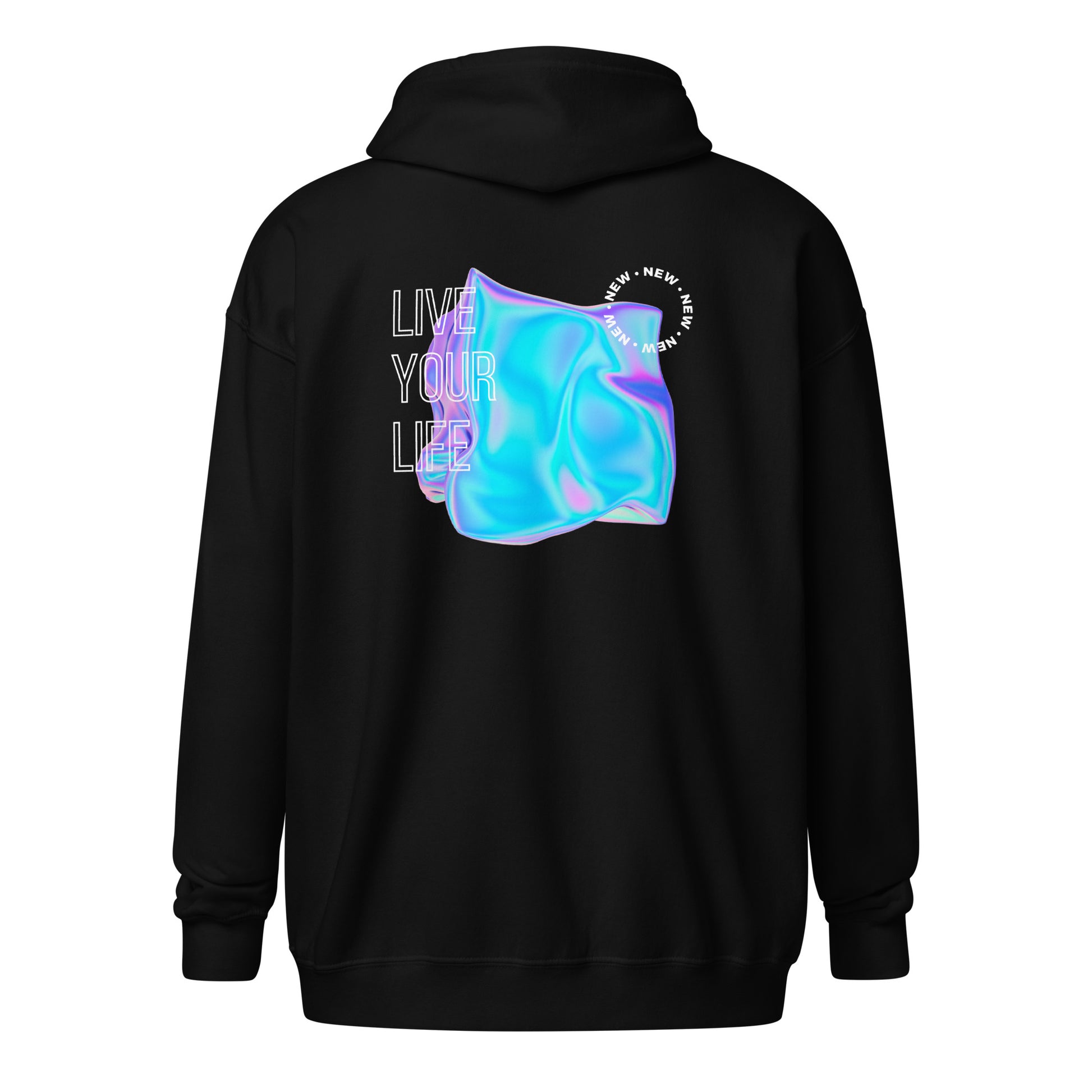 Vivid Existence Live Your Life Heavy Harmony Fusion Zip Hoodie - Black - FLAKOUT