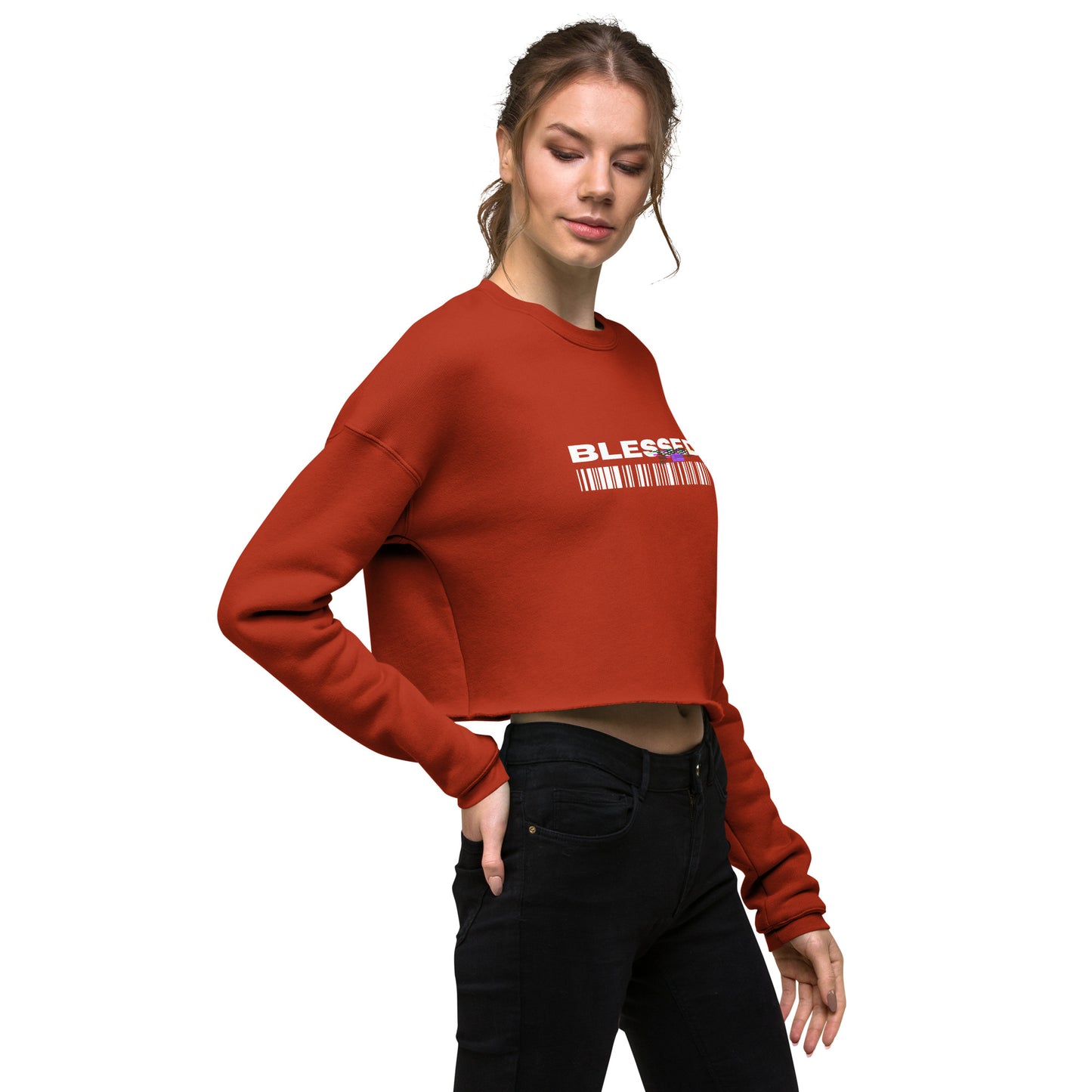 Divine Grace Blessed Women's Crop Sweatshirt - Brick - FLAKOUT