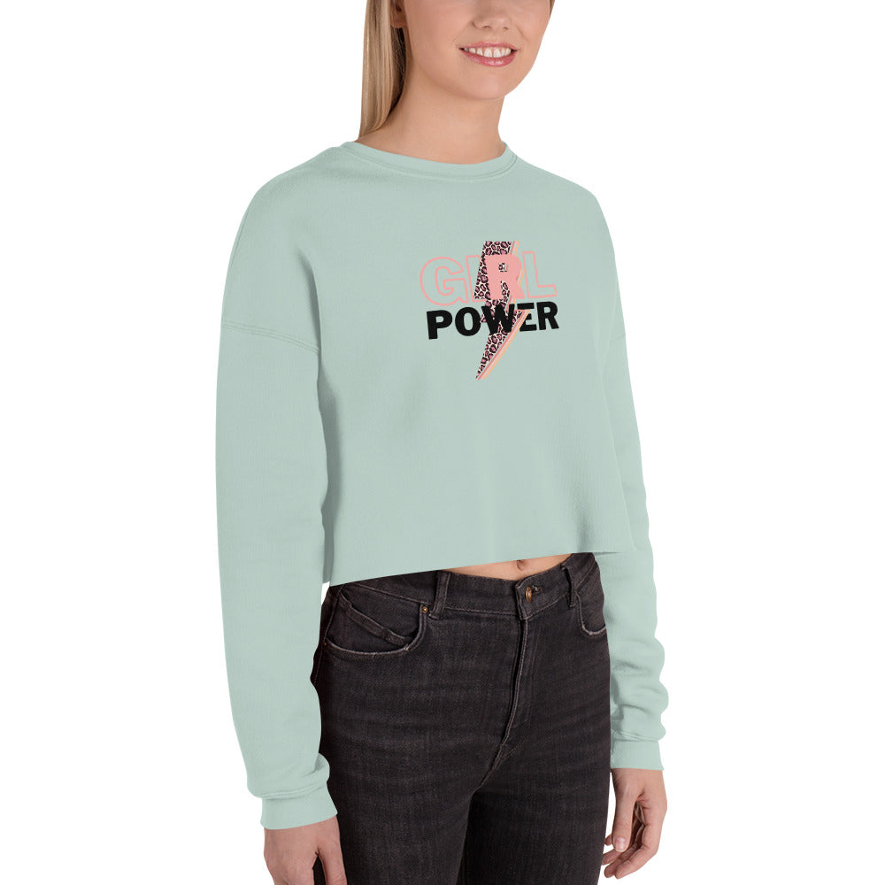 Queenly Girl Power Rebellion Women's Crop Sweatshirt - Dusty Blue - FLAKOUT