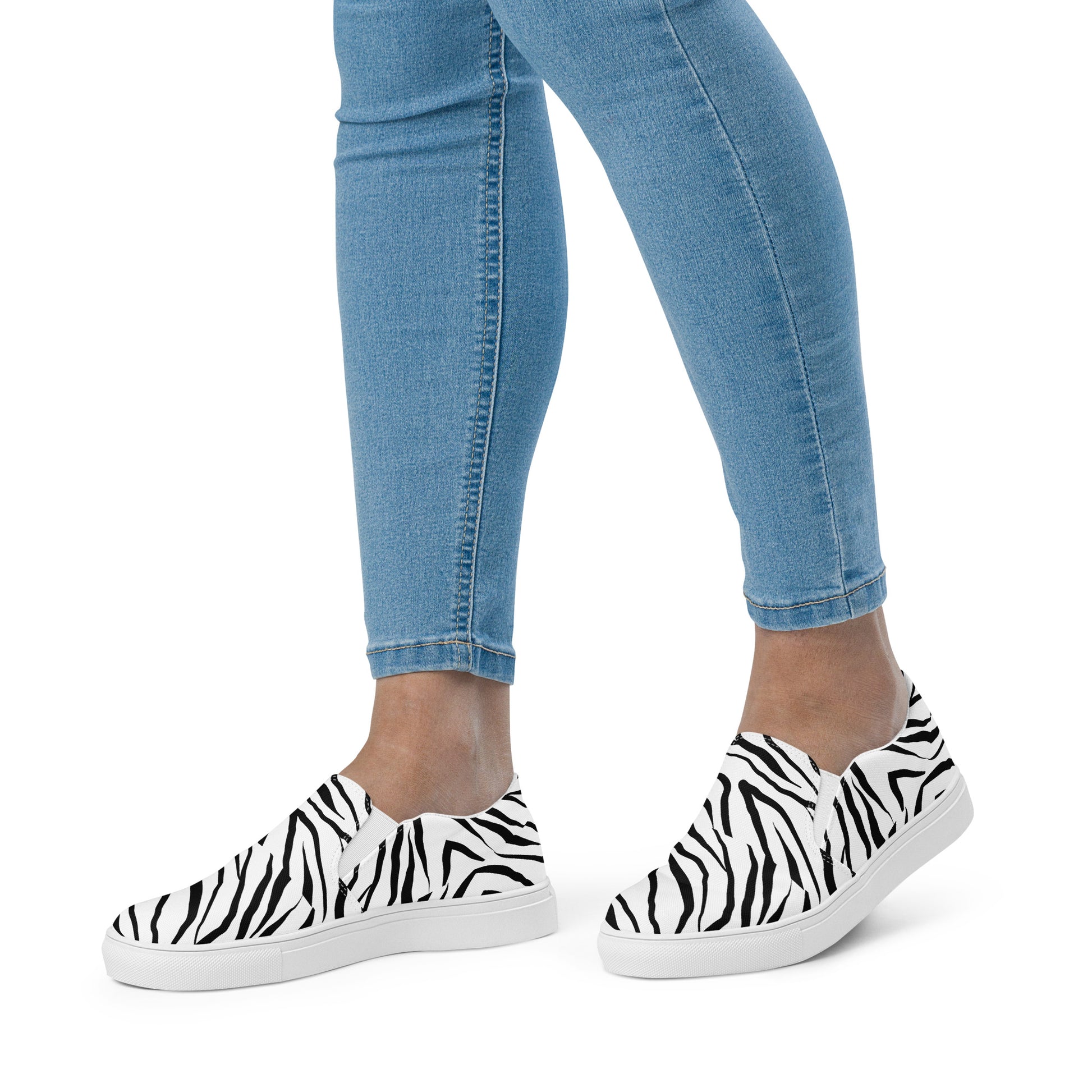 Striped Zebra Vibrance Women's Slip-On Canvas Shoes - FLAKOUT